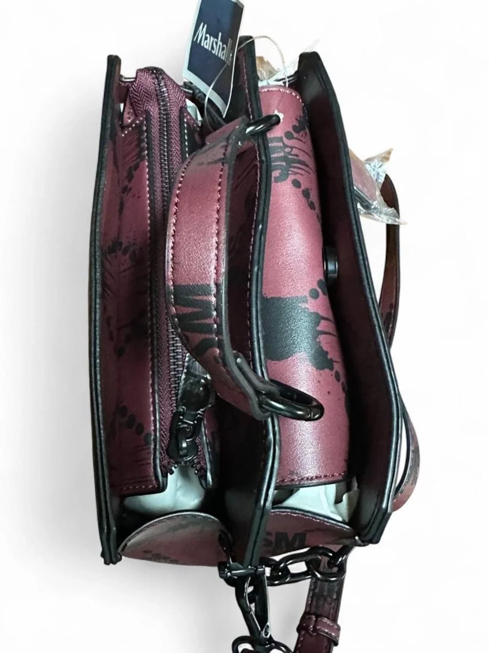 Steve Madden Wine & Black Bleeding Hearts Bevlyn Satchel, Halloween Edition